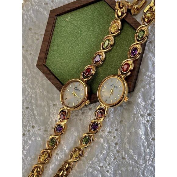 Women’s Gold And Rainbow Crystal Vintage Style Oval Watch Gift main image 5